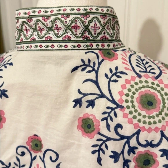 Sue Sartor Bangalore Tunic in Pink and Green Floral 100% Cotton Exquisite Sz L - Picture 8 of 15